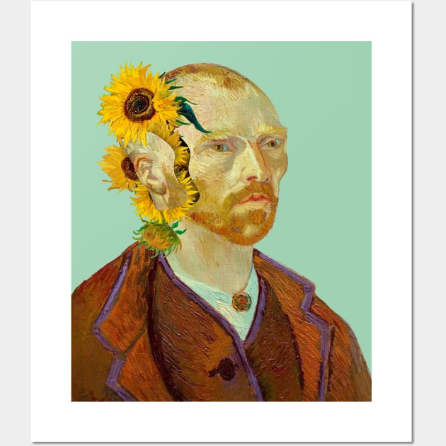 Surreal Symphony: Van Gogh's Sunflowers from a Severed Ear Wall Art by ArtOfSilentium